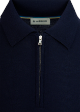 Load image into Gallery viewer, Sandbanks Merino Wool Zip Polo Navy