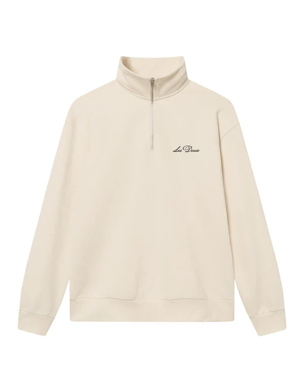 Les Deux Crew Half Zip Sweatshirt Ivory