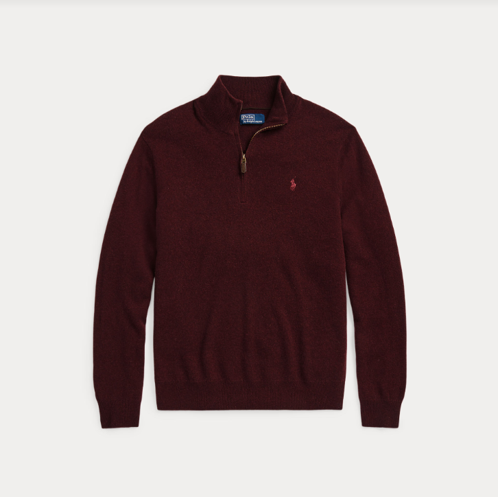 Ralph Lauren Merino Wool Quarter Zip Wine