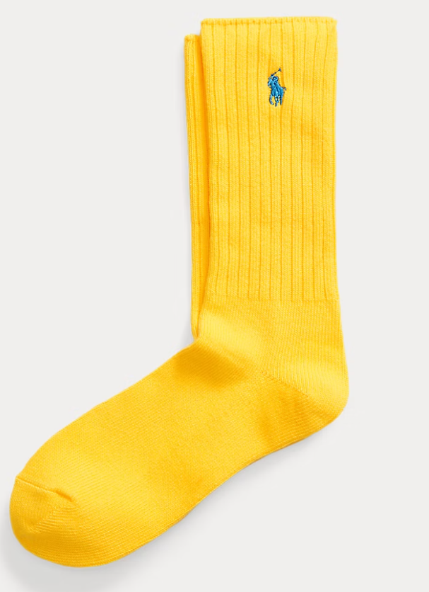 RALPH LAUREN COTTON BLEND CREW SOCKS YELLOWFIN