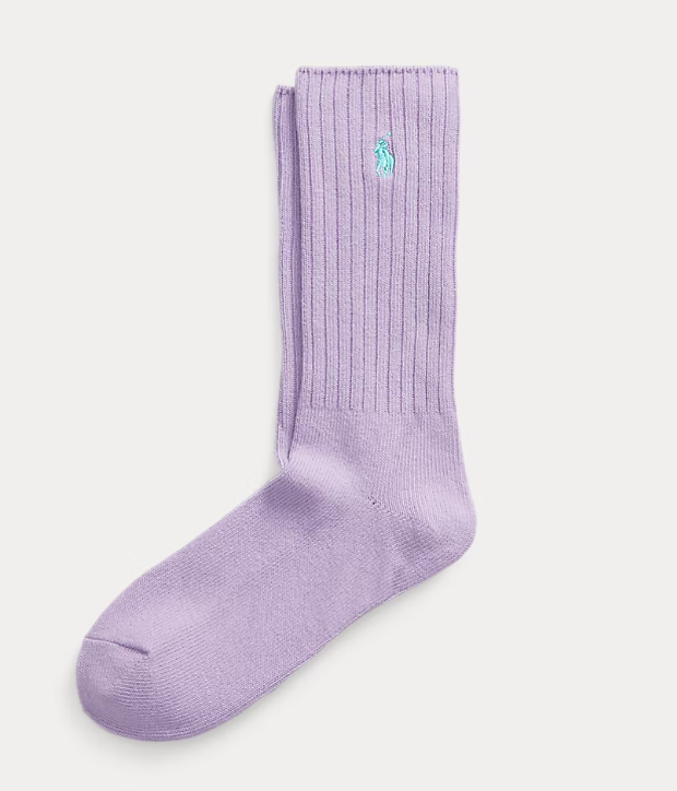 RALPH LAUREN COTTON BLEND CREW SOCKS CACTUS PURPLE