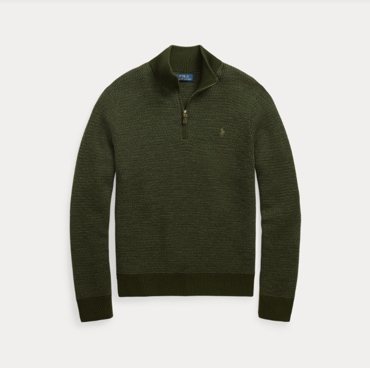 Ralph Lauren Washable Wool Quarter Zip Olive