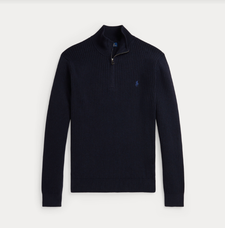 Ralph Lauren Rib Knit Quarter Zip Navy
