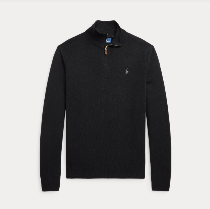 Ralph Lauren Merino Wool Quarter Zip Black