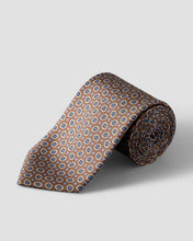 Load image into Gallery viewer, Eton Beige blue Medallion Silk Twill Printed Tie
