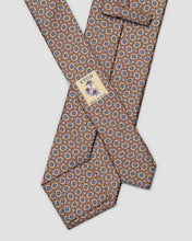 Load image into Gallery viewer, Eton Beige blue Medallion Silk Twill Printed Tie
