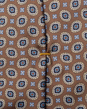 Load image into Gallery viewer, Eton Beige blue Medallion Silk Twill Printed Tie
