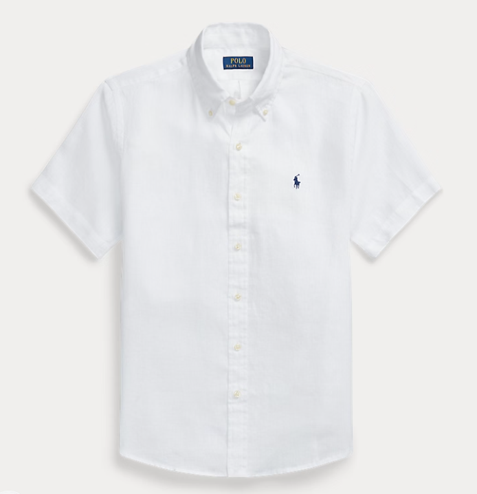 RALPH LAUREN LINEN SS SHIRT WHITE