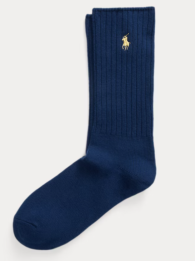 RALPH LAUREN COTTON BLEND CREW SOCKS ROYAL/YELLOW