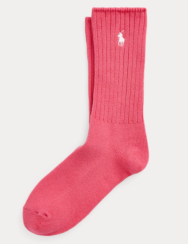 RALPH LAUREN COTTON BLEND CREW SOCKS HOT PINK