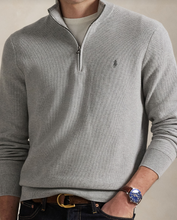 Load image into Gallery viewer, Ralph Lauren Mesh Knit Quarter Zip Andover Heather
