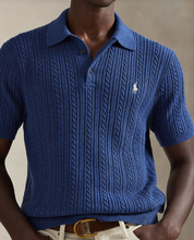 Load image into Gallery viewer, Ralph Lauren Cable Knit Polo Sweater Rustic Navy
