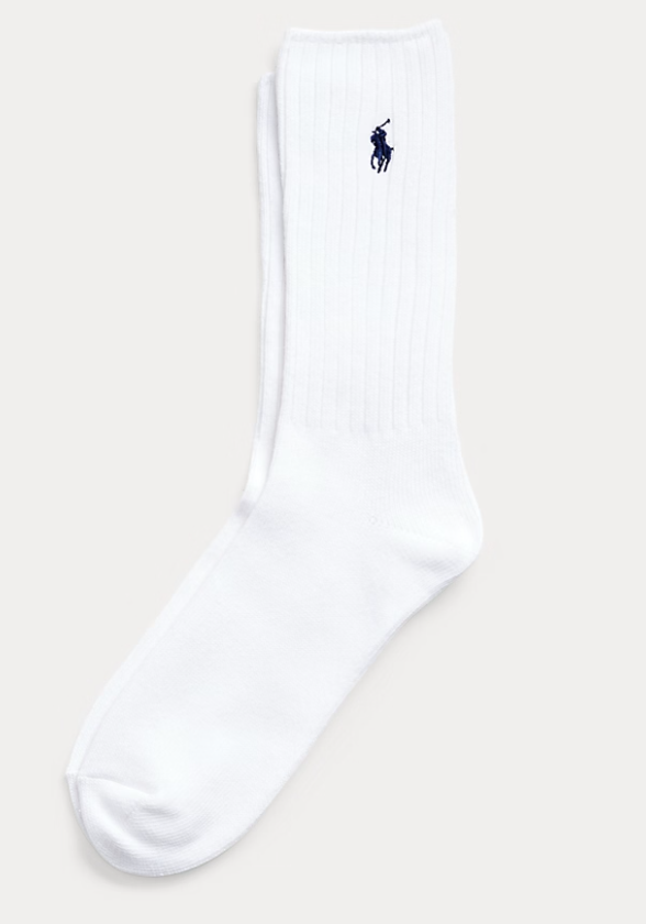 RALPH LAUREN COTTON BLEND CREW SOCKS WHITE