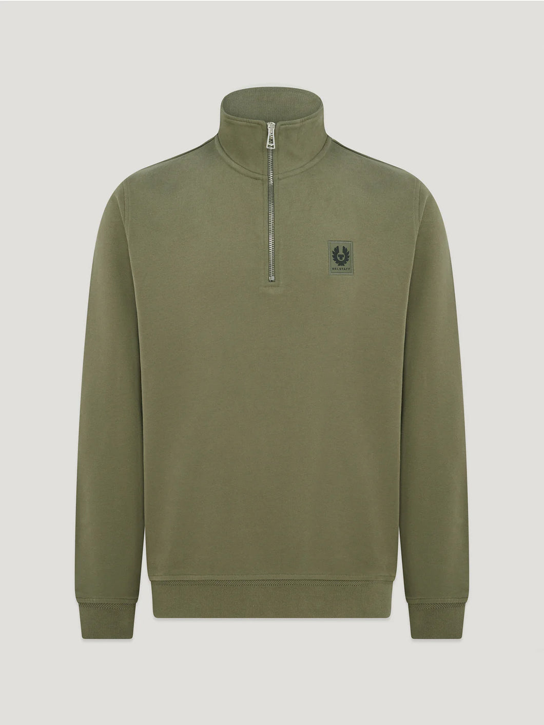 BELSTAFF QUARTER ZIP SWEATSHIRT SURPLUS GREEN