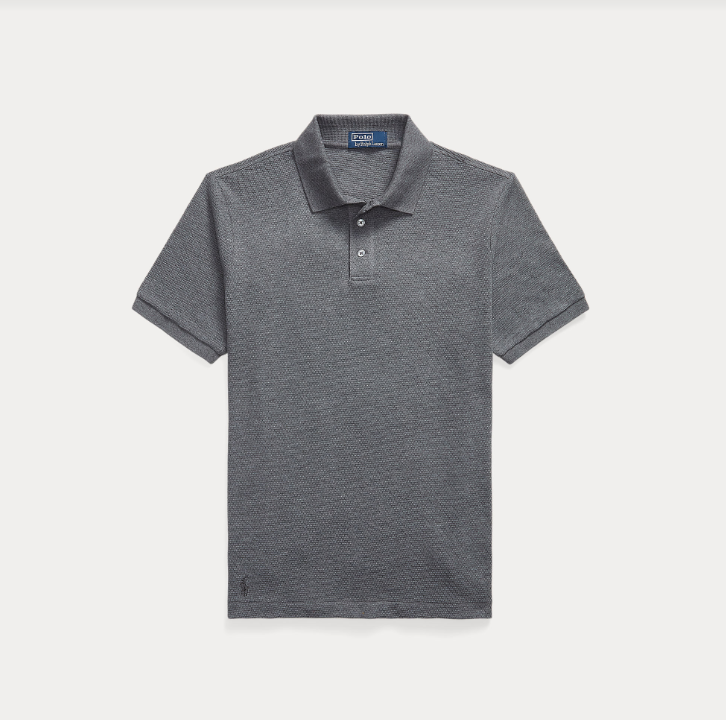 Ralph Lauren Textured Polo Shirt Grey Heather