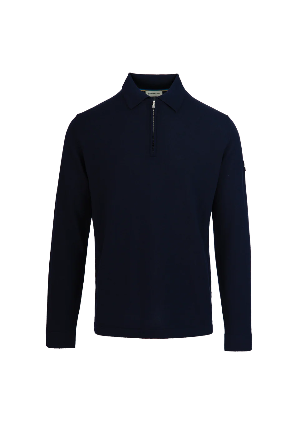 Sandbanks Merino Wool Zip Polo Navy