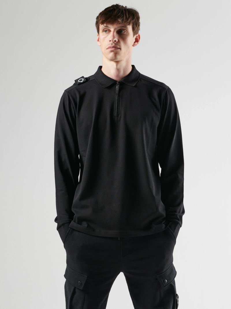 MASTRUM LS ZIP POLO BLACK