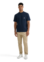 Load image into Gallery viewer, Sandbanks Zip Pocket Interlock T-shirt Navy
