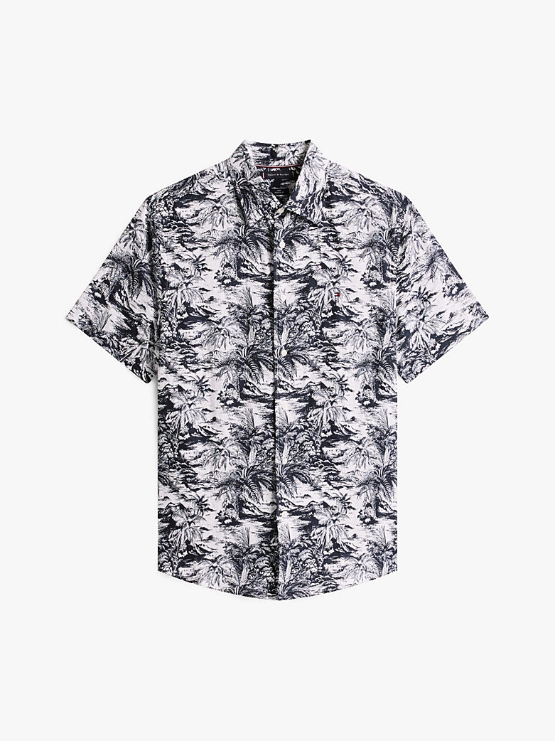 TOMMY HILFIGER TROPICAL PRINT LINEN SHIRT