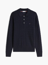Load image into Gallery viewer, Tommy Hilfiger Cable Knit Polo Jumper

