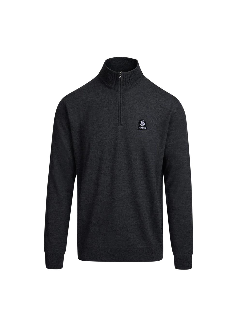Sandbanks Merino Wool Quarter Zip Anthracite